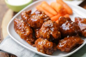EASY AND)DELIGIOUS BAKED HONEY BBQ CHICKEN BITES