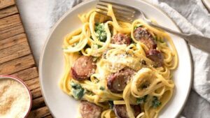 CREAMY SAUSAGE FETTUCCINE